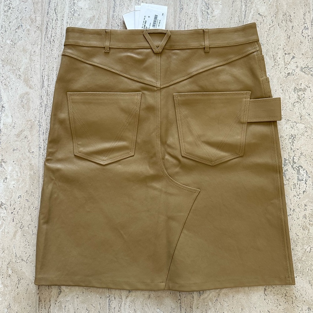 Bottega Veneta Tan Full Skirt A-Line Elegance